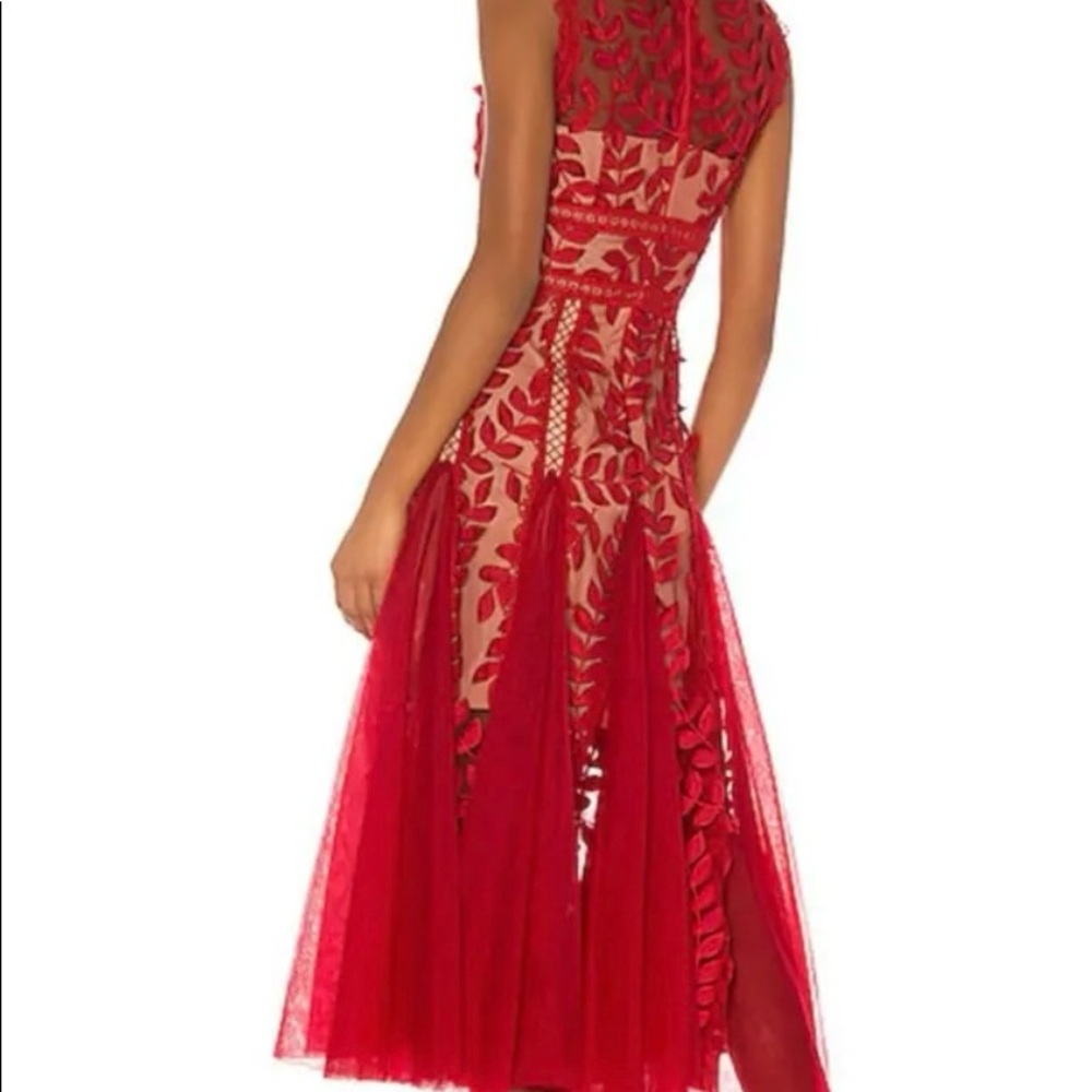 Bronx and Banco Bold Red Lace & Appliqué Midi Dress - Picture 3 of 11